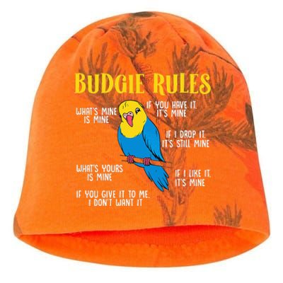 funny Parakeet Budgie Rules Bird Budgerigar Kati - Camo Knit Beanie