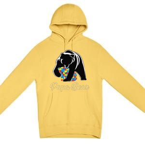 Funny Papa Bear Autism Awareness Autism Matching Family Dad Premium Pullover Hoodie