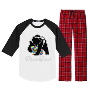 Funny Papa Bear Autism Awareness Autism Matching Family Dad Raglan Sleeve Pajama Set