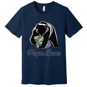 Funny Papa Bear Autism Awareness Autism Matching Family Dad Premium T-Shirt