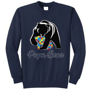 Funny Papa Bear Autism Awareness Autism Matching Family Dad Tall Sweatshirt