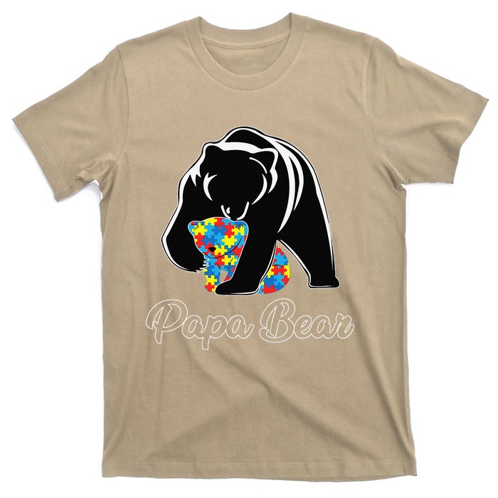 Funny Papa Bear Autism Awareness Autism Matching Family Dad T-Shirt