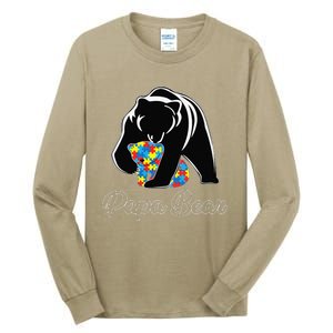 Funny Papa Bear Autism Awareness Autism Matching Family Dad Tall Long Sleeve T-Shirt