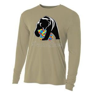 Funny Papa Bear Autism Awareness Autism Matching Family Dad Cooling Performance Long Sleeve Crew