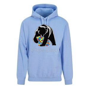 Funny Papa Bear Autism Awareness Autism Matching Family Dad Unisex Surf Hoodie