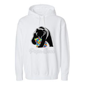 Funny Papa Bear Autism Awareness Autism Matching Family Dad Garment-Dyed Fleece Hoodie