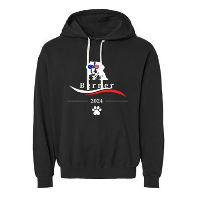 Funny Political Bernese Mountain Dog Feel The Berner Garment-Dyed Fleece Hoodie