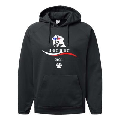 Funny Political Bernese Mountain Dog Feel The Berner Performance Fleece Hoodie