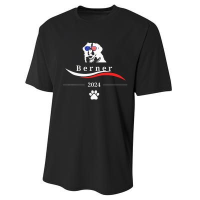 Funny Political Bernese Mountain Dog Feel The Berner Performance Sprint T-Shirt