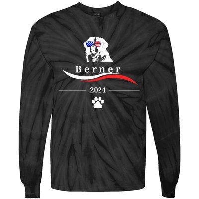 Funny Political Bernese Mountain Dog Feel The Berner Tie-Dye Long Sleeve Shirt