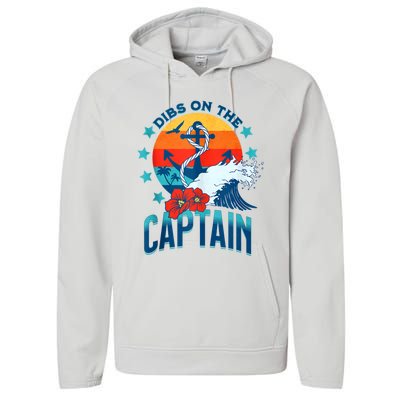 Funny Pontoon Boat Captain Dibs On The Captain Performance Fleece Hoodie