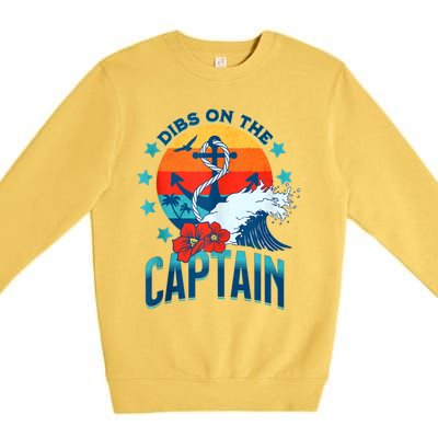 Funny Pontoon Boat Captain Dibs On The Captain Premium Crewneck Sweatshirt