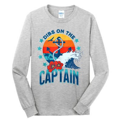 Funny Pontoon Boat Captain Dibs On The Captain Tall Long Sleeve T-Shirt