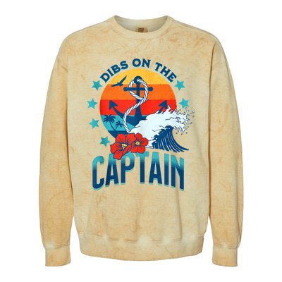 Funny Pontoon Boat Captain Dibs On The Captain Colorblast Crewneck Sweatshirt