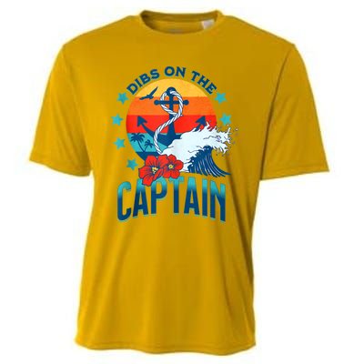 Funny Pontoon Boat Captain Dibs On The Captain Cooling Performance Crew T-Shirt