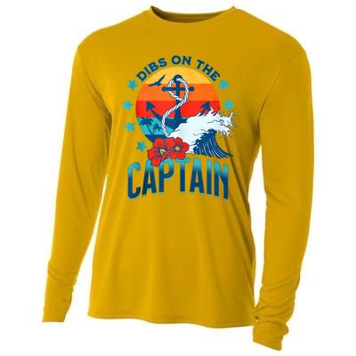 Funny Pontoon Boat Captain Dibs On The Captain Cooling Performance Long Sleeve Crew