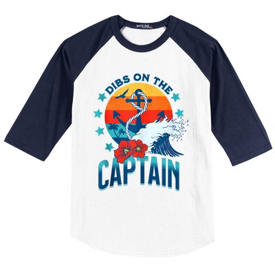 Funny Pontoon Boat Captain Dibs On The Captain Baseball Sleeve Shirt