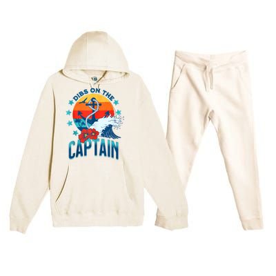 Funny Pontoon Boat Captain Dibs On The Captain Premium Hooded Sweatsuit Set