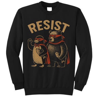 Funny Penguin Bear Resist Penguins Protest Against Tariffs Sweatshirt