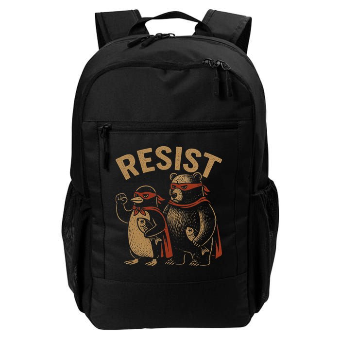 Funny Penguin Bear Resist Penguins Protest Against Tariffs Backpack