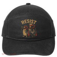Funny Penguin Bear Resist Penguins Protest Against Tariffs 7-Panel Snapback Hat