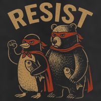 Funny Penguin Bear Resist Penguins Protest Against Tariffs Crop Fleece Hoodie