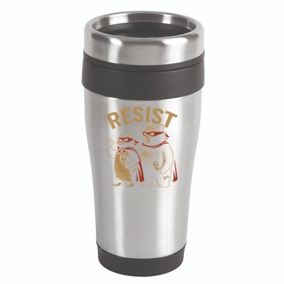 Funny Penguin Bear Resist Penguins Protest Against Tariffs 16oz Travel Tumbler