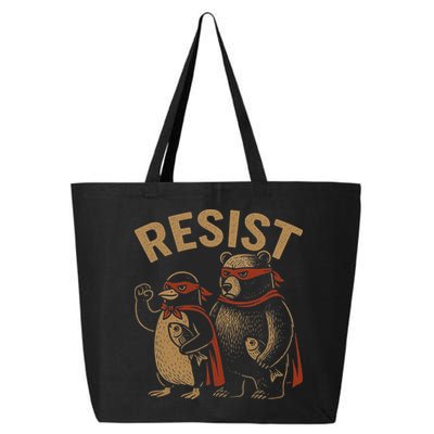 Funny Penguin Bear Resist Penguins Protest Against Tariffs 25L Jumbo Tote