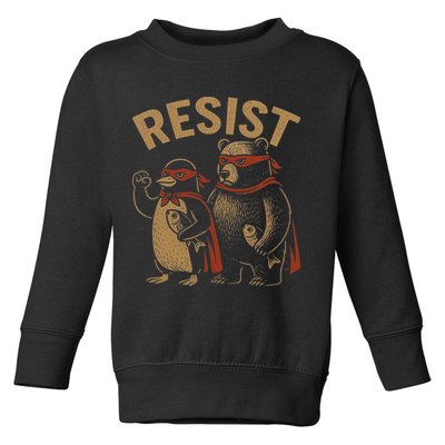 Funny Penguin Bear Resist Penguins Protest Against Tariffs Toddler Sweatshirt