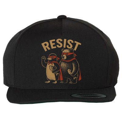 Funny Penguin Bear Resist Penguins Protest Against Tariffs Wool Snapback Cap