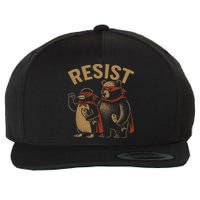Funny Penguin Bear Resist Penguins Protest Against Tariffs Wool Snapback Cap