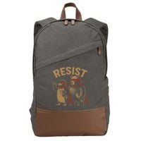 Funny Penguin Bear Resist Penguins Protest Against Tariffs Cotton Canvas Backpack