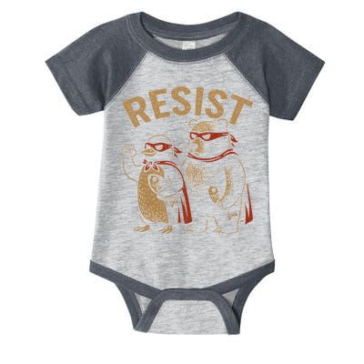 Funny Penguin Bear Resist Penguins Protest Against Tariffs Infant Baby Jersey Bodysuit