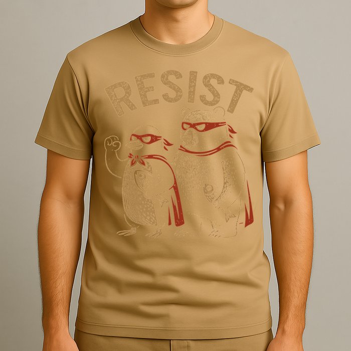 Funny Penguin Bear Resist Penguins Protest Against Tariffs T-Shirt
