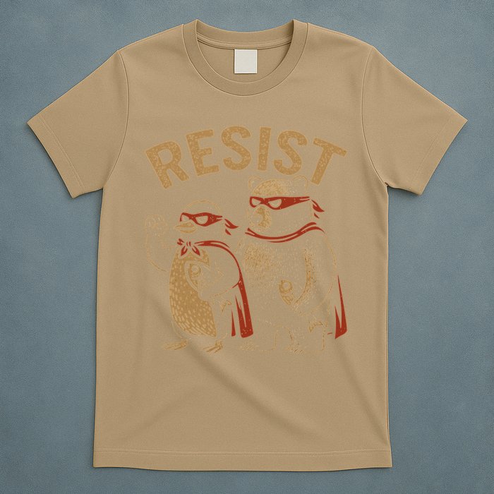 Funny Penguin Bear Resist Penguins Protest Against Tariffs T-Shirt