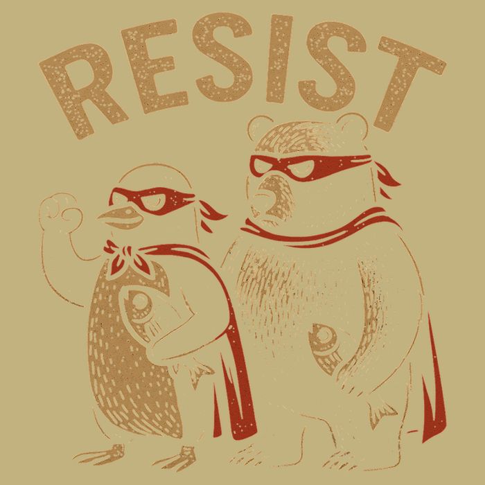 Funny Penguin Bear Resist Penguins Protest Against Tariffs T-Shirt