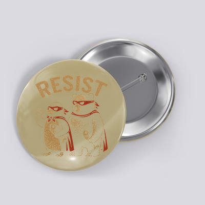 Funny Penguin Bear Resist Penguins Protest Against Tariffs Button