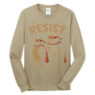 Funny Penguin Bear Resist Penguins Protest Against Tariffs Tall Long Sleeve T-Shirt