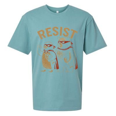 Funny Penguin Bear Resist Penguins Protest Against Tariffs Sueded Cloud Jersey T-Shirt