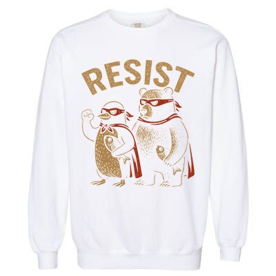 Funny Penguin Bear Resist Penguins Protest Against Tariffs Garment-Dyed Sweatshirt