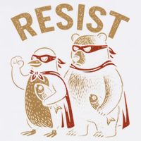 Funny Penguin Bear Resist Penguins Protest Against Tariffs Garment-Dyed Sweatshirt