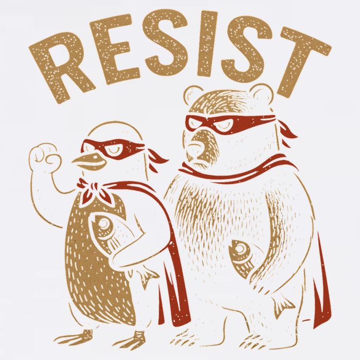 Funny Penguin Bear Resist Penguins Protest Against Tariffs Garment-Dyed Sweatshirt