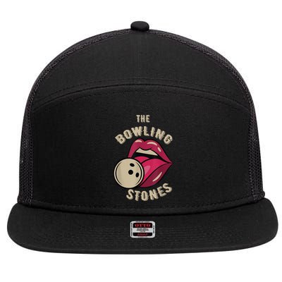 Funny Pun Bowling Stone 7 Panel Mesh Trucker Snapback Hat