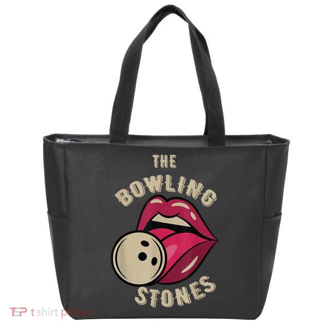 Funny Pun Bowling Stone Zip Tote Bag