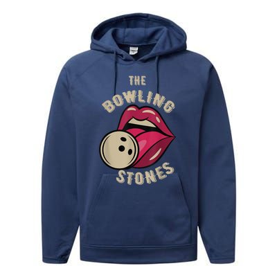 Funny Pun Bowling Stone Performance Fleece Hoodie