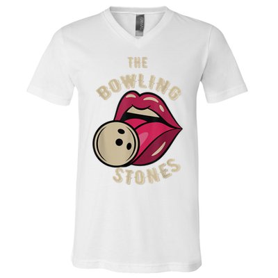 Funny Pun Bowling Stone V-Neck T-Shirt