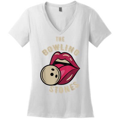 Funny Pun Bowling Stone Women's V-Neck T-Shirt