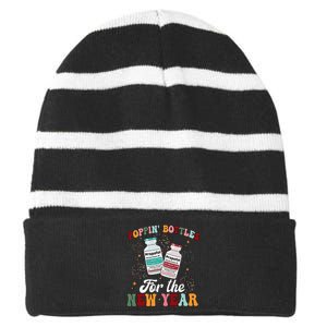 Funny Poppin Bottles For The New Year Icu Nurse Propofol Crna Striped Beanie with Solid Band