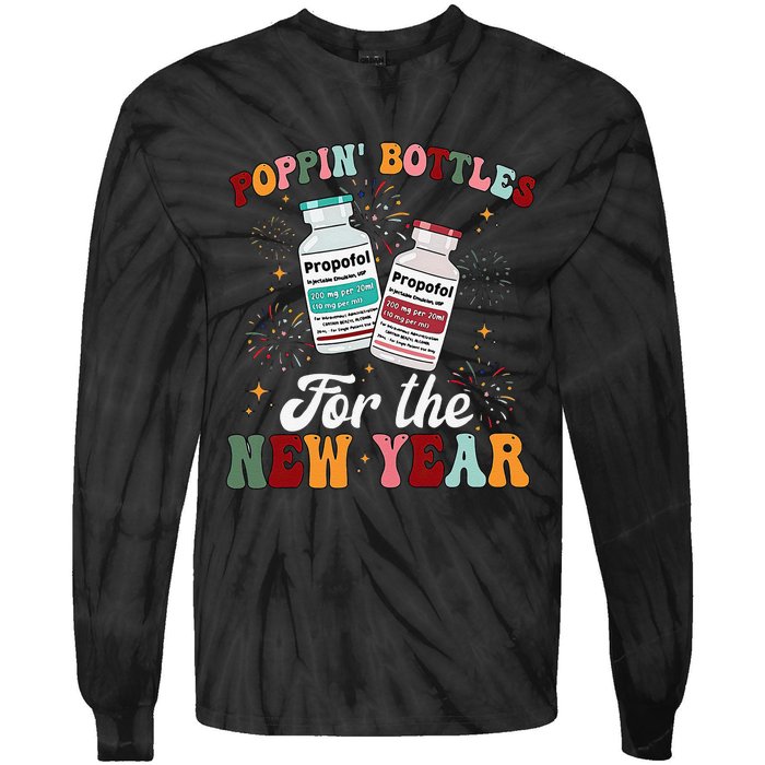 Funny Poppin Bottles For The New Year Icu Nurse Propofol Crna Tie-Dye Long Sleeve Shirt