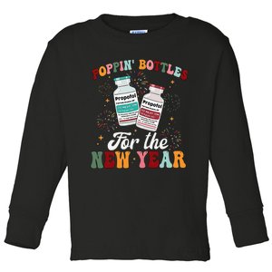 Funny Poppin Bottles For The New Year Icu Nurse Propofol Crna Toddler Long Sleeve Shirt